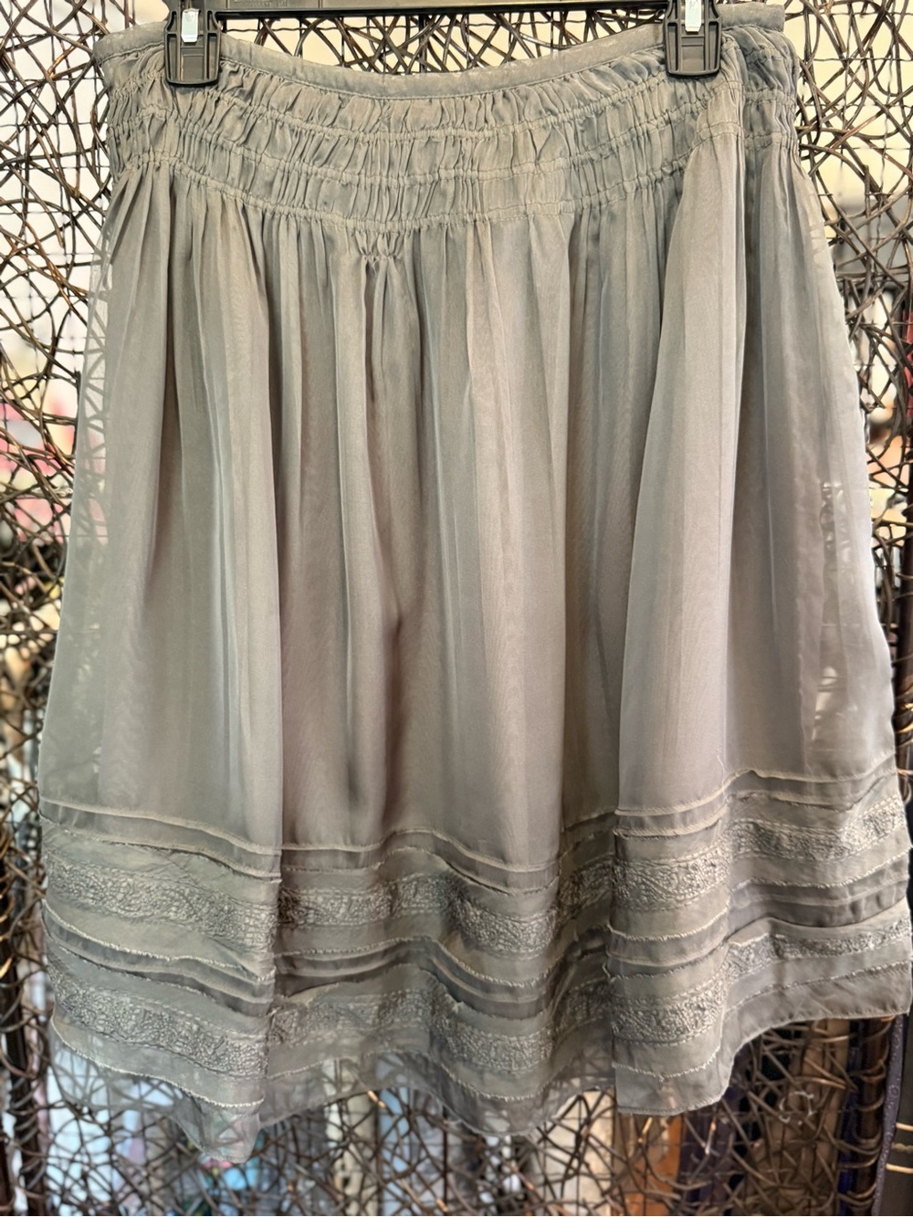 Women's Chiffon A-Line Skirt - Light Gray (0106) - Picture 3 of 5